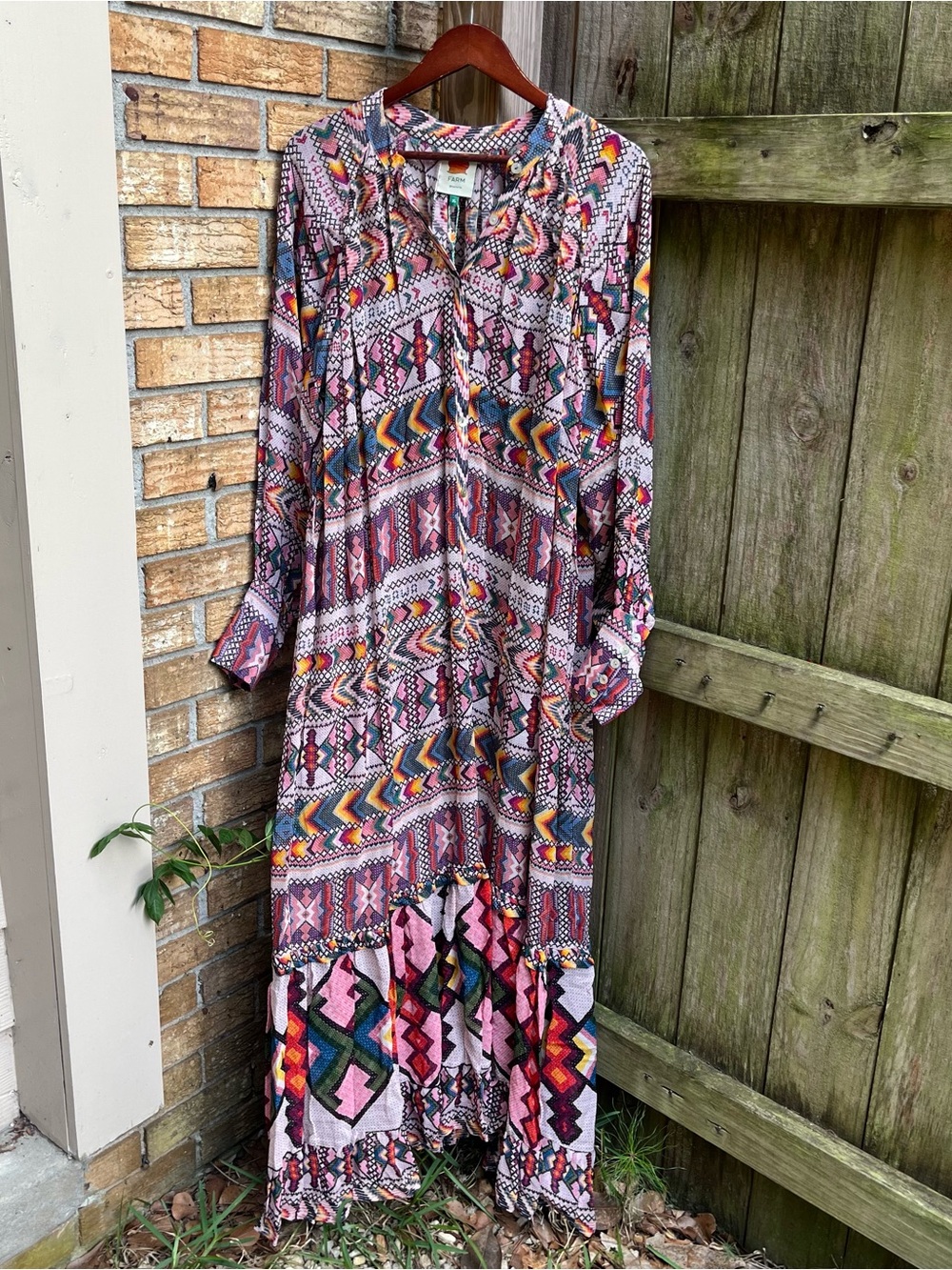 FARM Rio Amulet Maxi Dress - Multicolor Geo Print Boho - Picture 2 of 8
